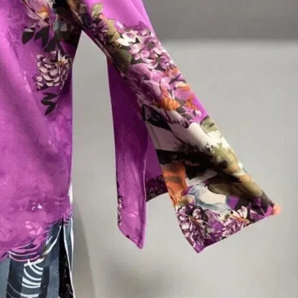 Peter Nygard Women’s Kimono Layering Top Lined Colorful Patterns Boho Robe - Picture 2 of 4